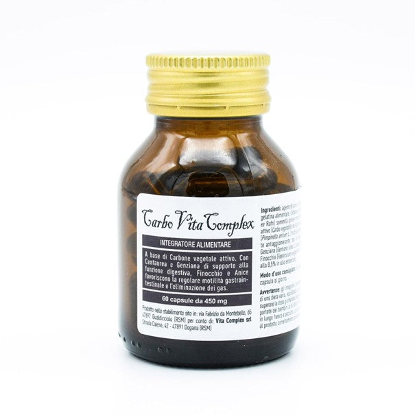 Capsules de complément Carbo Vita Complex avec charbon végétal et extraits botaniques pour la santé digestive