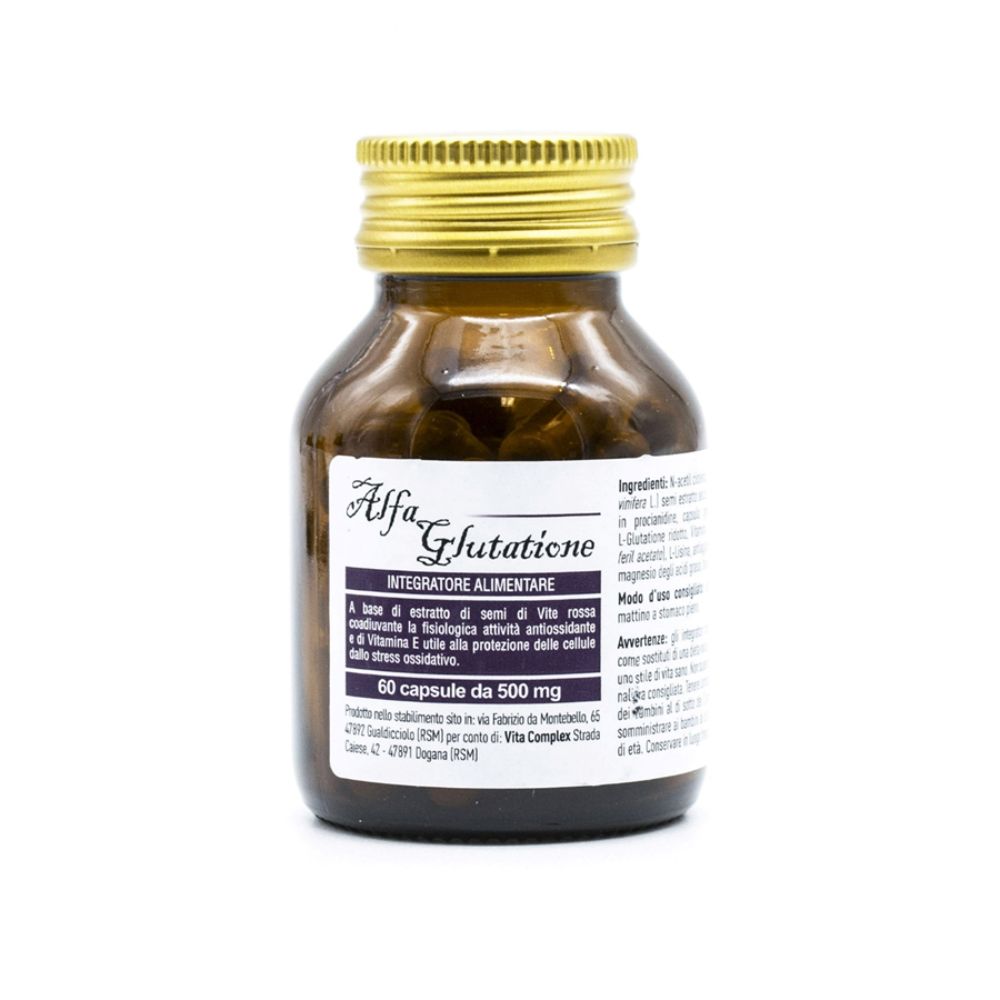 Flacon de Alfa Glutathion de Vita Complex. Complément alimentaire pour contrer le stress oxydatif